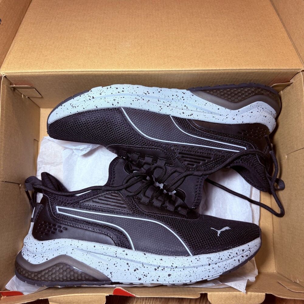 PUMA Amplifier Speckle Men's Shoes US 8.5 Black Gray 399143-04 New Box